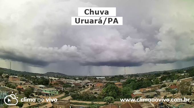 Na imagem mostra a passagem de chuva sobre Uruara/PA